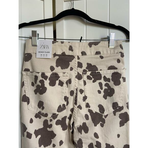 Zara Women's Skinny Jeans - Brown and White - Picture 6 of 9